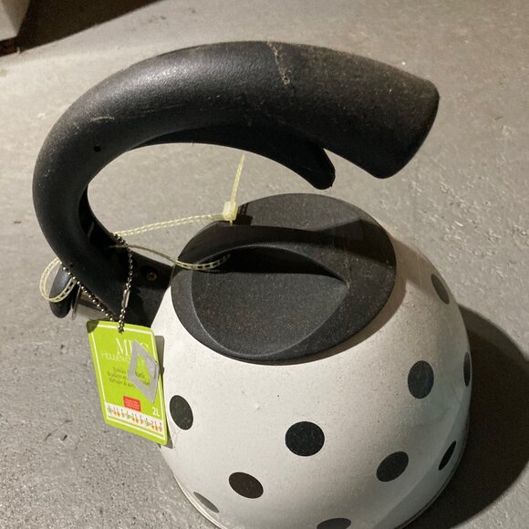 teapot white with black dots, cover and handle nwt - Picture 2 of 4
